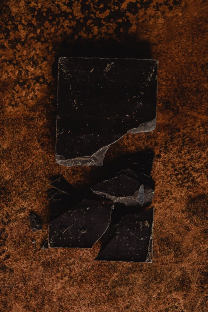dark chocolate and cocoa powder